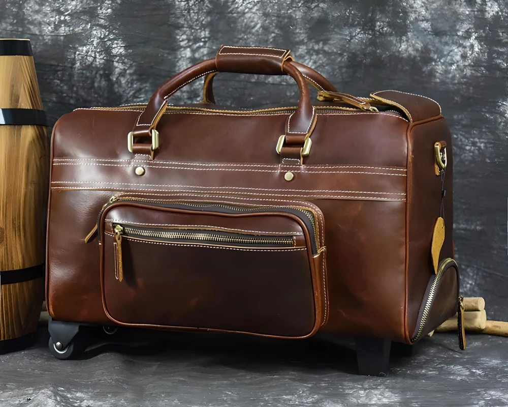 leather wheeled luggage