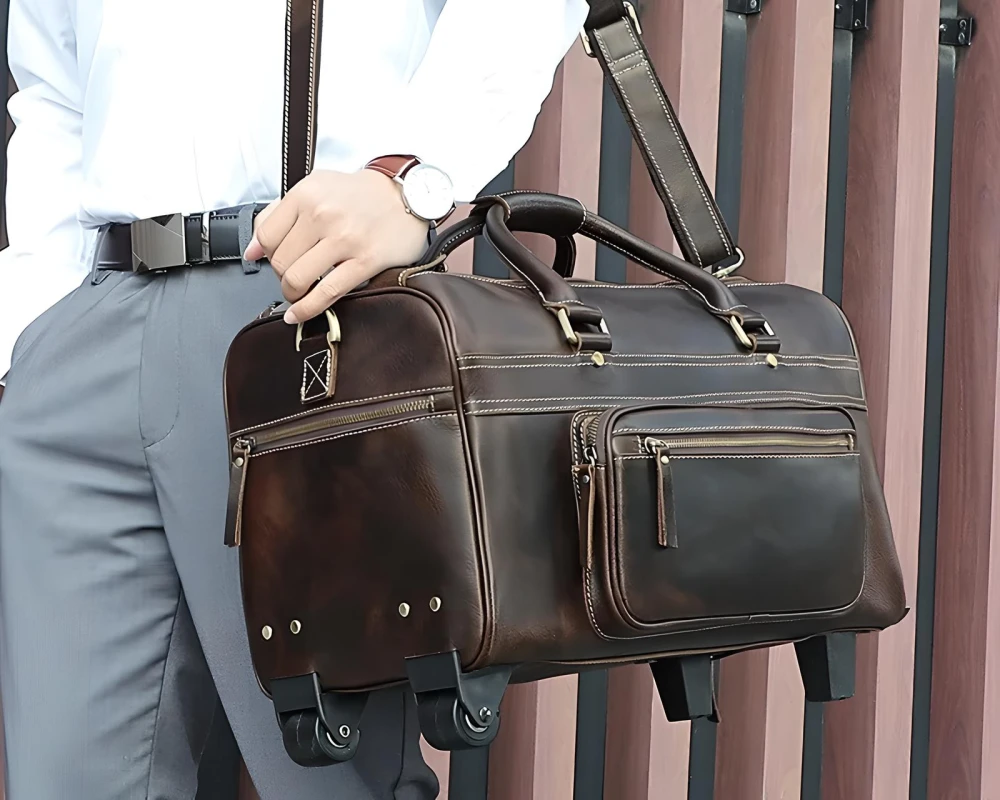 leather luggage carry on
