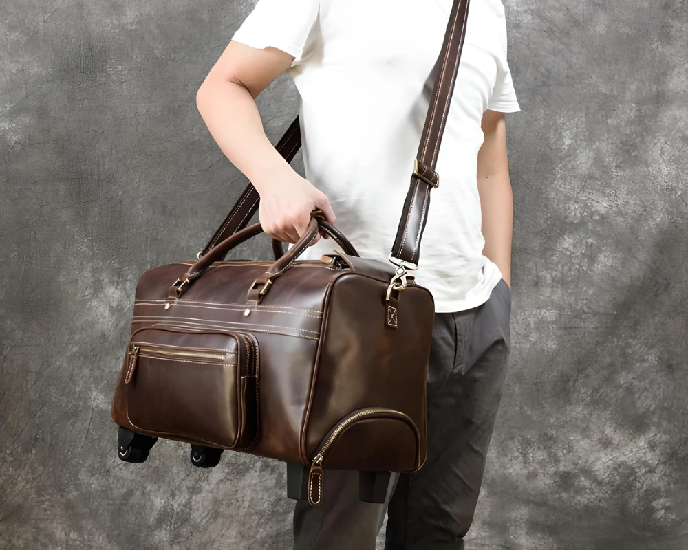 leather luggage carry on