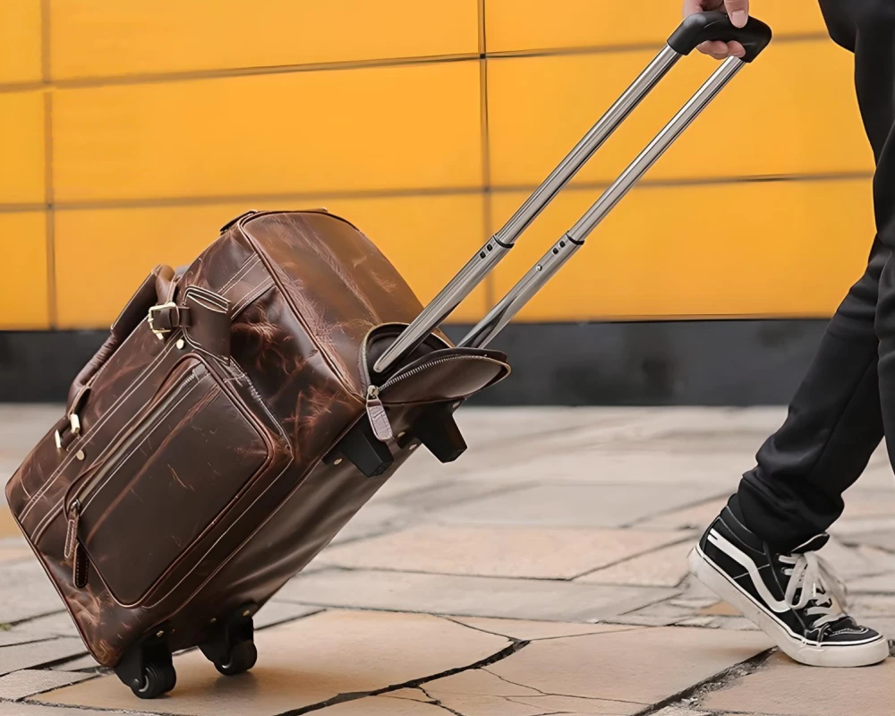 leather rolling duffel carry on